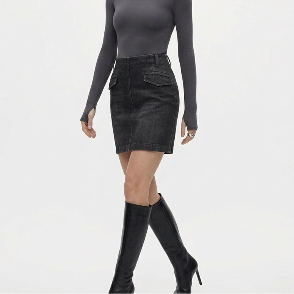Sandro Black Denim Size 12 jean Skirt High Waisted